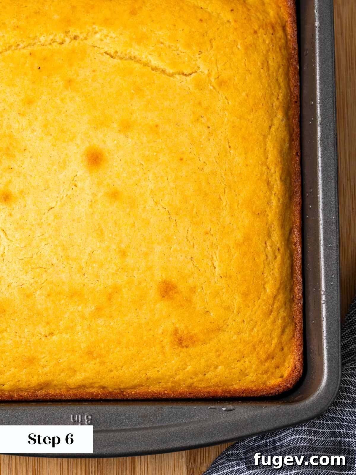 Sweet Cornbread Perfection 9 baked cornbread in pan.