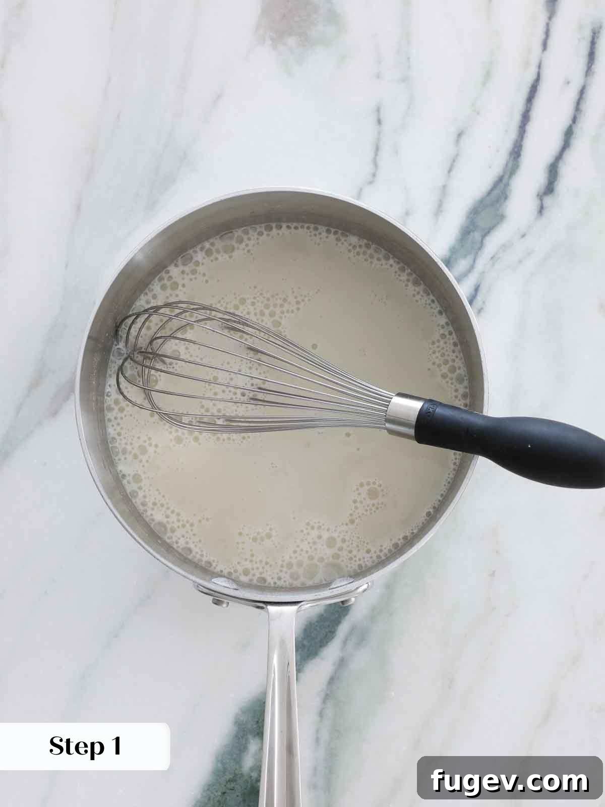 Silky Smooth Ermine Buttercream 6 Dry ingredients for ermine frosting being toasted gently in a saucepan.