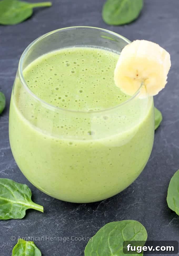 Guilt-Free Peanut Butter Banana Spinach Bliss 3 This low calorie peanut butter banana spinach smoothie recipe is easy and delicious! And the spinach? You won't even know it's there!
