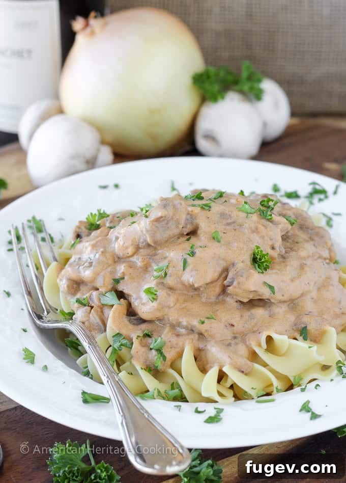 Guilt-Free Beef Stroganoff 5 This Healthy Beef Stroganoff has all of the familiar flavor with none of the guilt!
