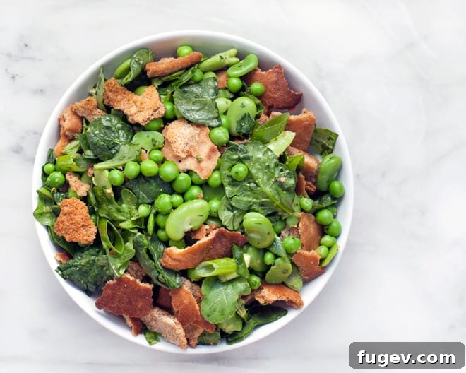 Spring Fava and Pea Fattoush 2 Vibrant Fava Bean & Pea Fattoush Salad with toasted pita