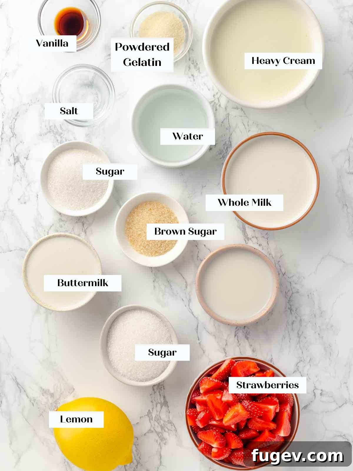 Tangy Buttermilk Panna Cotta 4 buttermilk panna cotta ingredients marble.