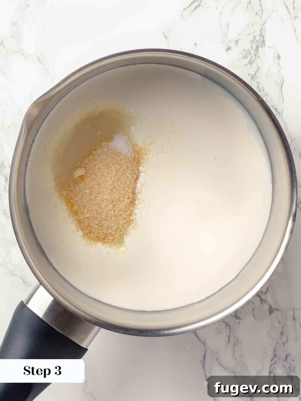 Tangy Buttermilk Panna Cotta 7 heating some cream and sugar for panna cotta.
