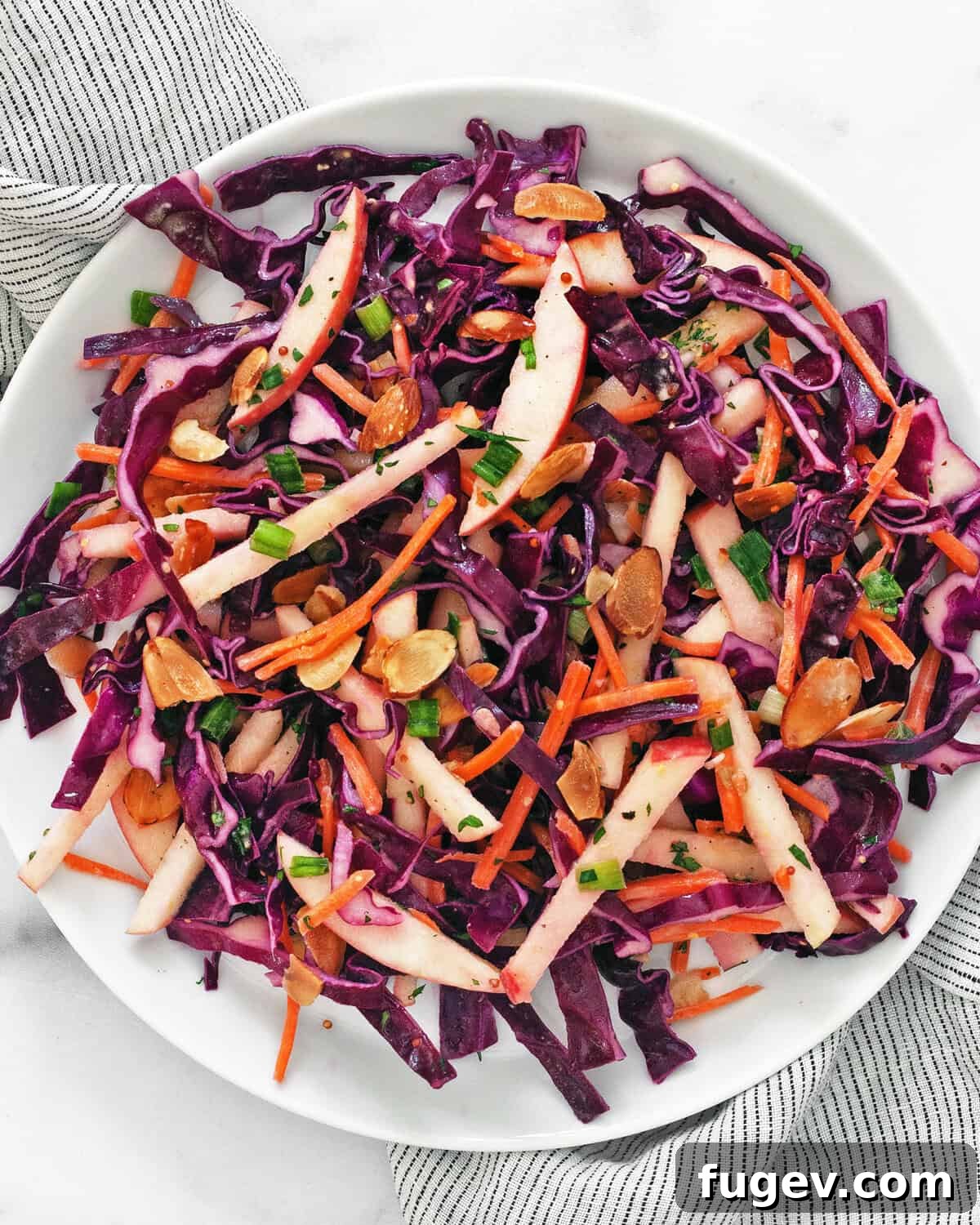 Crimson Cabbage Crunch 6 Close-up of the Red Cabbage Salad in a bowl, showing its fresh ingredients and dressing.
