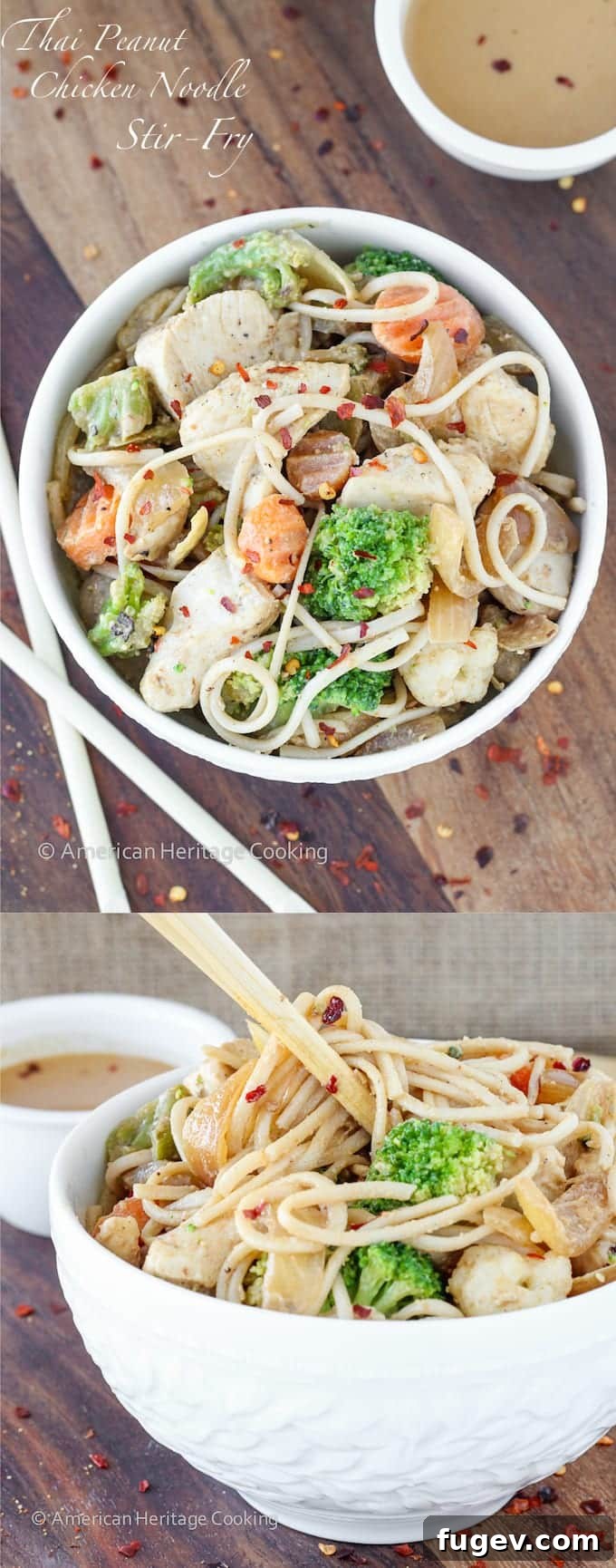 Creamy Thai Peanut Chicken Noodles 8 Another appealing perspective of the Thai Peanut Chicken Noodle Stir Fry, highlighting its vibrant colors and inviting presentation, making it suitable for any meal occasion.