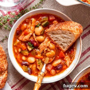 Nourishing Chicken Vegetable Medley 19 Chicken vegetable soup with tender white beans.