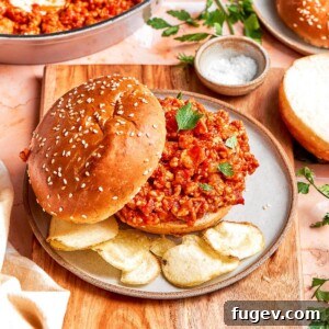 Plated turkey sloppy joes ready to serve for dinner.