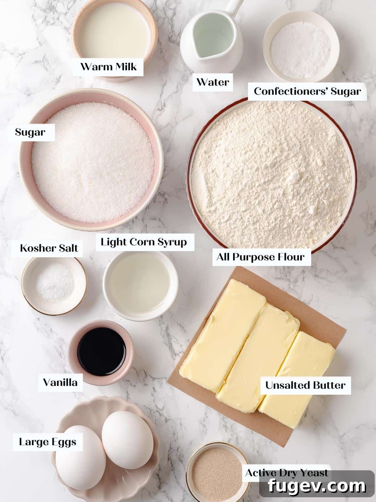 Melted Butter Dream 4 All the essential ingredients for gooey butter cake, neatly arranged before mixing the base and topping, showcasing freshness.
