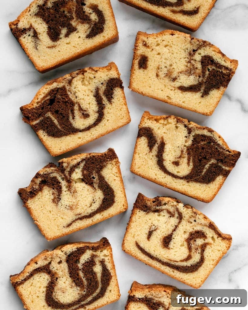 Swirled Pound Cake 6 Prepared Marble Pound Cake batter with distinct vanilla and chocolate sections