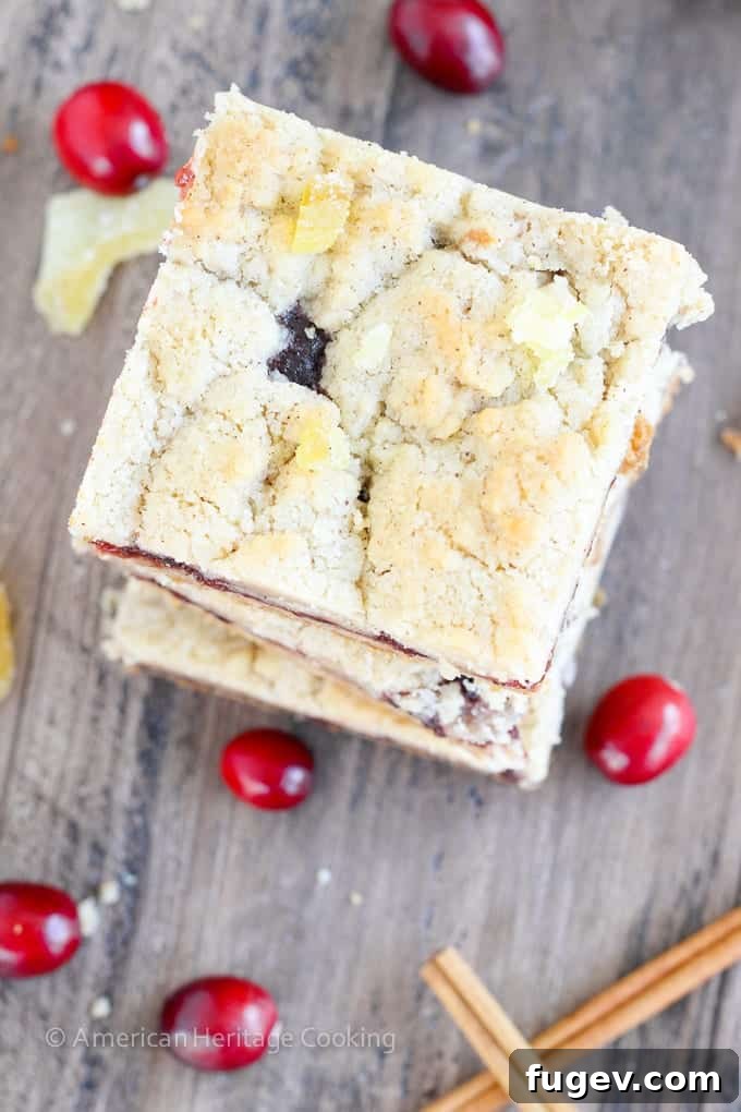 Spiced Cranberry Crumble Bars 4 Delicious Cranberry Cinnamon Jam Bars cooling, showcasing the vibrant red filling and golden streusel topping, perfect for holiday enjoyment.