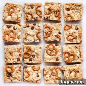 Top-down view of a freshly baked batch of Kitchen Sink Bars