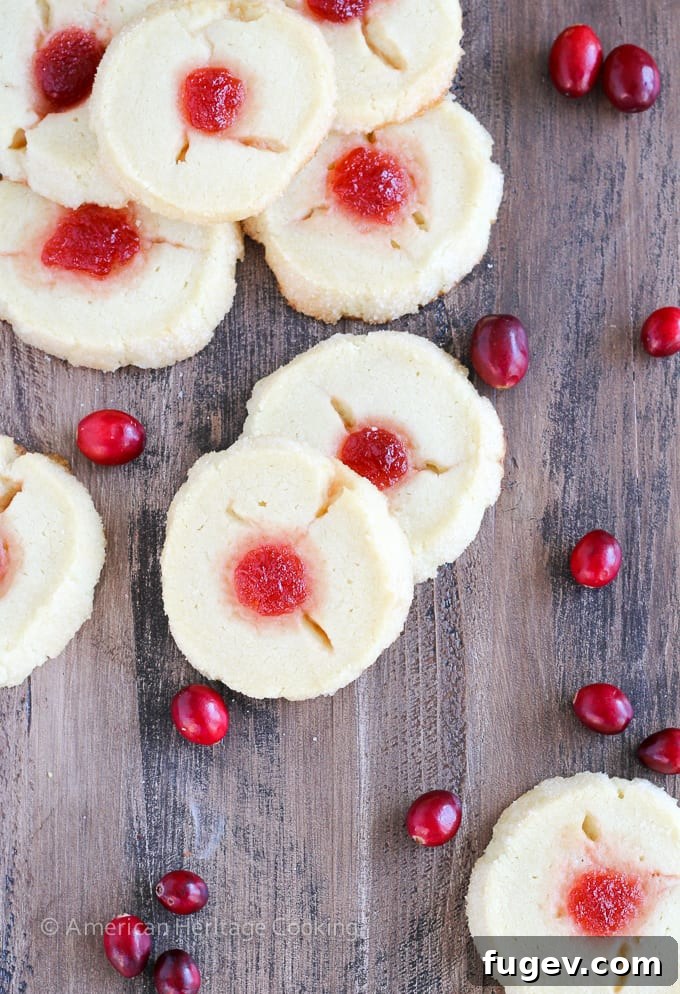 Festive Thumbprint Gems 2 Delicious Holiday Thumbprint Cookies filled with vibrant Moscato cranberry jam, showcasing their perfect texture and festive appeal.