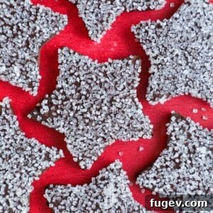 Overhead view of delicious Chocolate Orange Shortbread Stars, a sparkling and festive holiday treat.