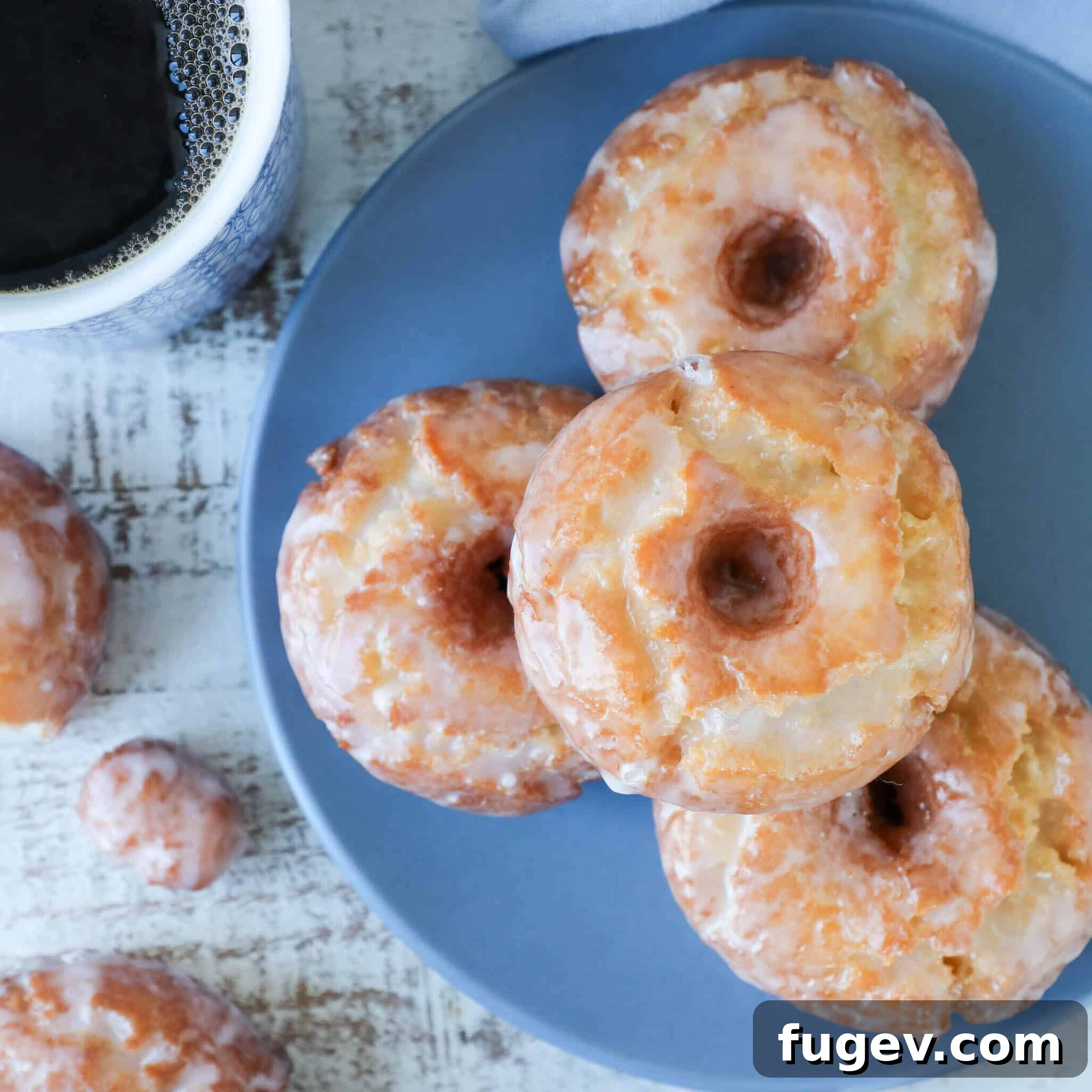 Old-Fashioned Sour Cream Doughnuts 3 Sour Cream Cake Donuts Blue Plate
