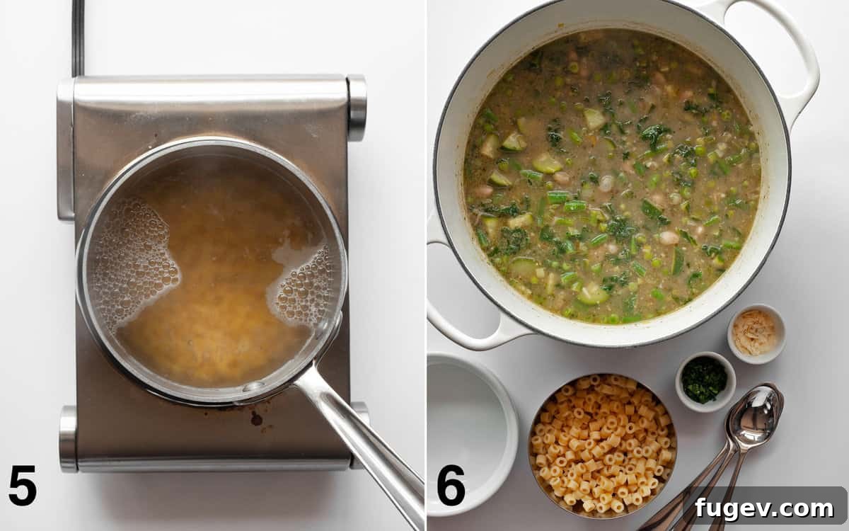 Vibrant Garden Minestrone 6 Three bowls of freshly prepared green minestrone soup, served with pasta, garnished with shaved Parmesan and chopped parsley, ready to enjoy.