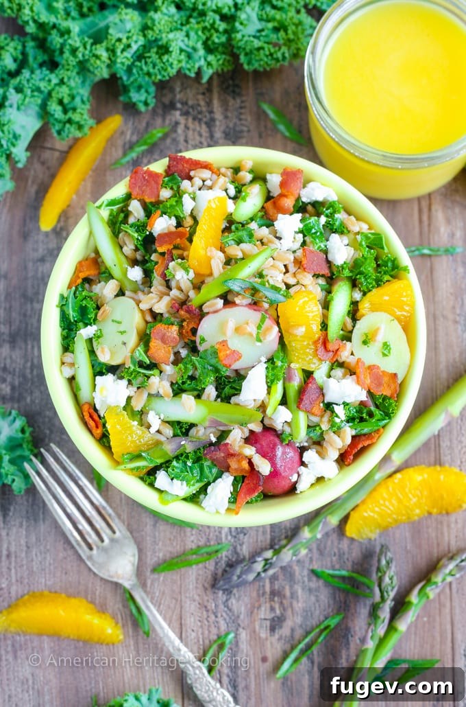 Vibrant Spring Farro Salad with Asparagus and Orange 2 Vibrant Asparagus Orange Farro Salad with fresh ingredients