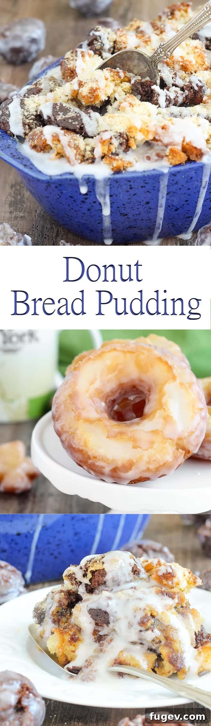 Decadent Coffee Donut Pudding 8 A final full shot of the baked Coffee Donut Bread Pudding, garnished with glaze and ready to be served for brunch.