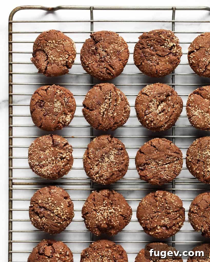Delicious Hot Chocolate Cookies cooling on a wire rack