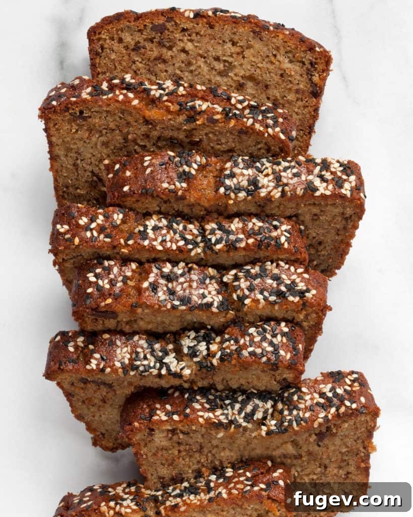 Tahini Swirled Banana Bread 3 Close-up of a slice of Tahini Banana Bread on a plate