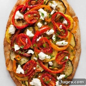 Naan flatbread pizza with vegetables.