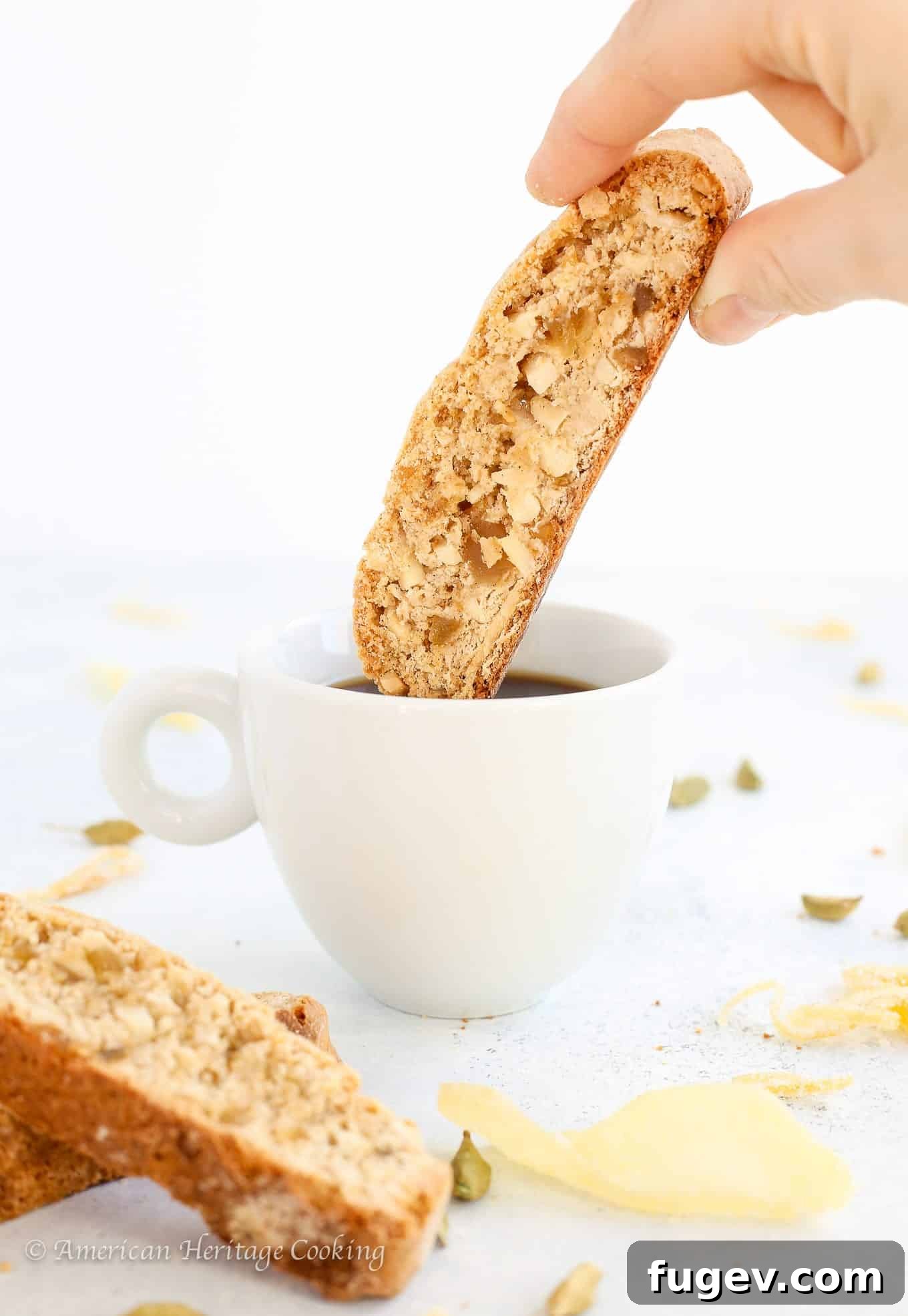 Zesty Ginger-Orange Almond Biscotti 2 Crispy Ginger Orange Almond Biscotti, perfect for coffee dunking