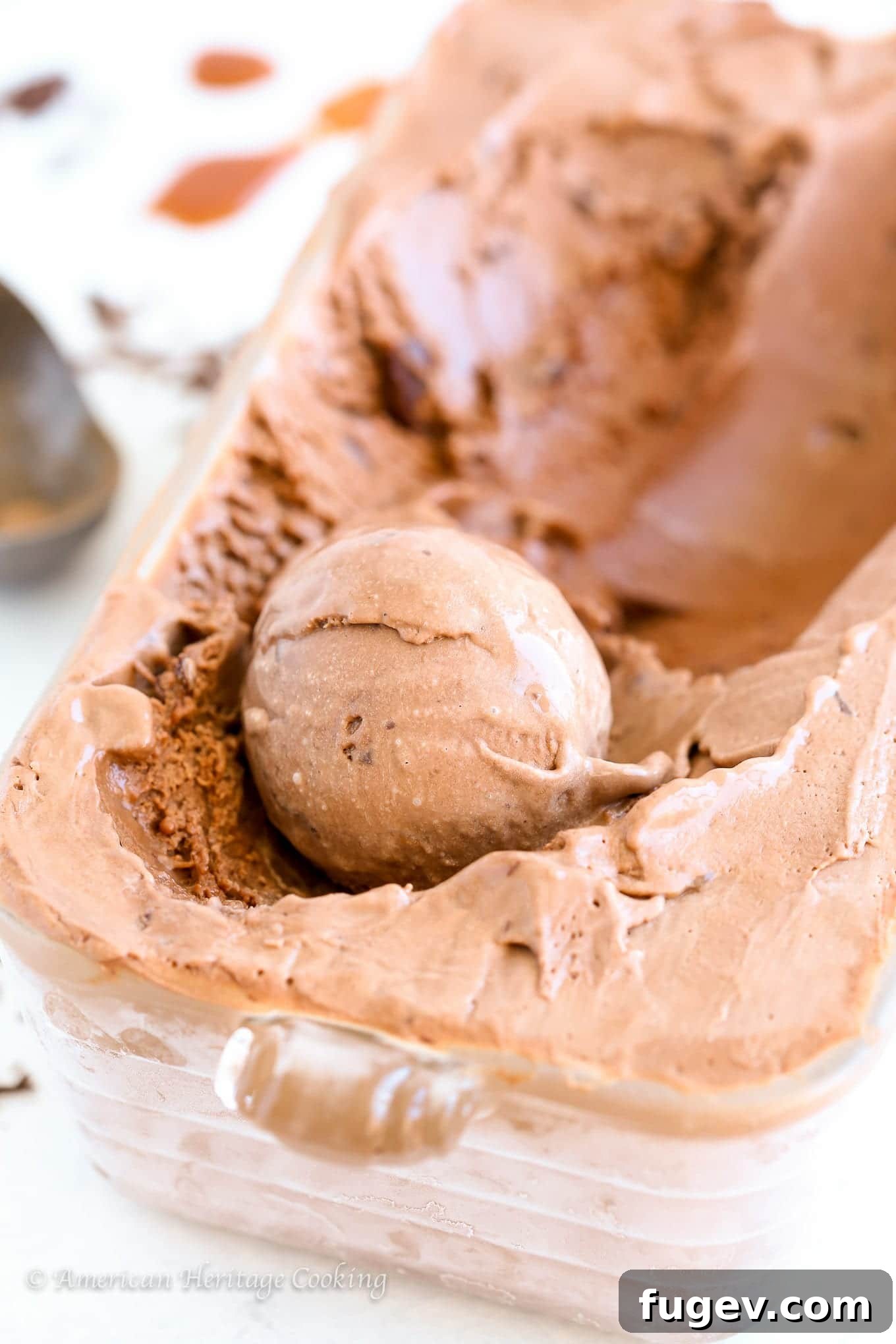 Decadent Double Chocolate Caramel Swirl 5 Double Chocolate Caramel Ice Cream with rich chocolate and caramel swirls.