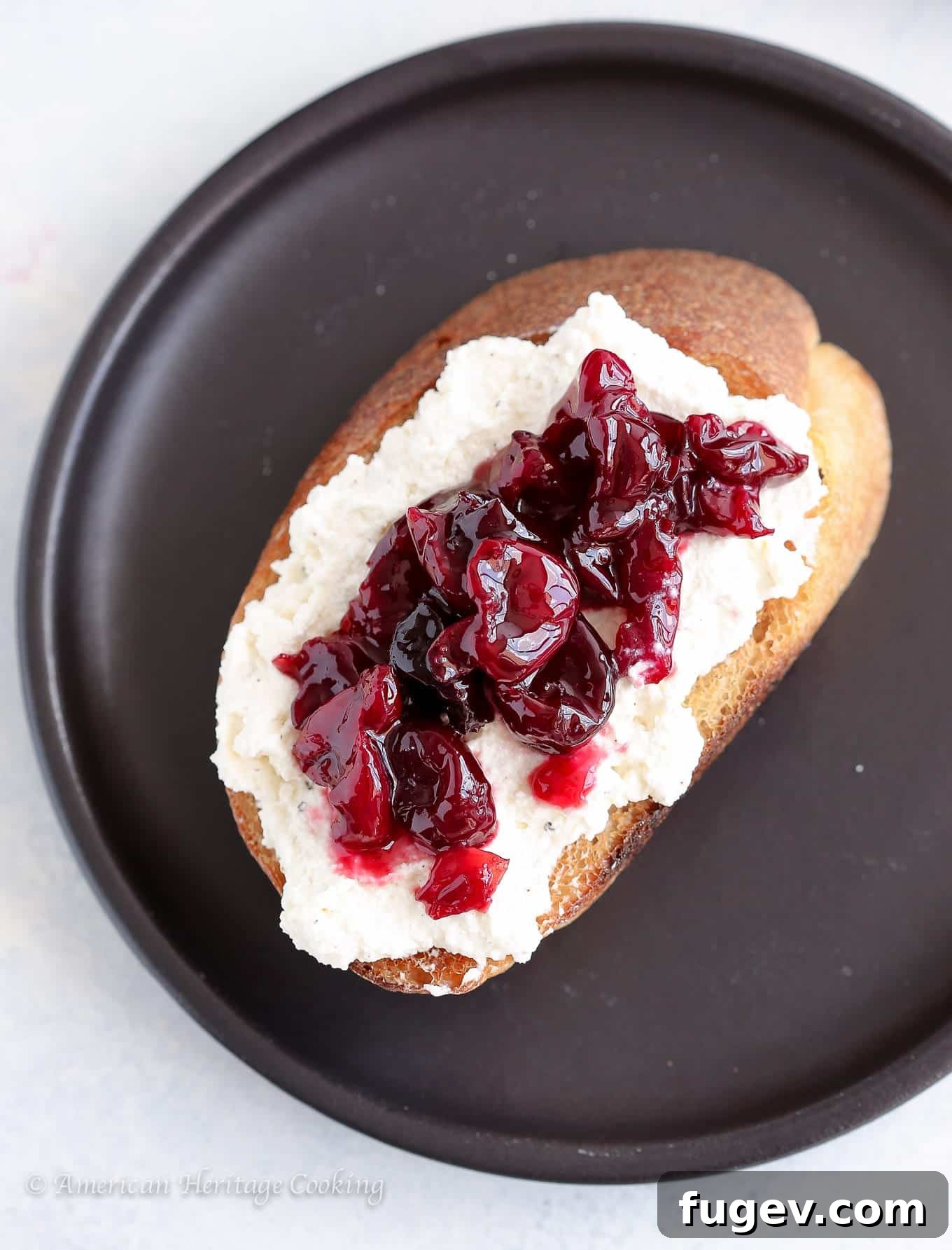 Simply Divine Cherry Jam 5 Another enticing view of cherry preserves generously spread on black pepper honey ricotta toast. This simple, quick, and easy recipe allows you to enjoy the best of summer cherries any time of year.