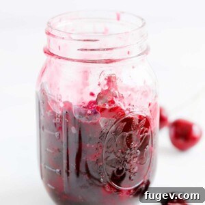 Cherry preserves in mason jar