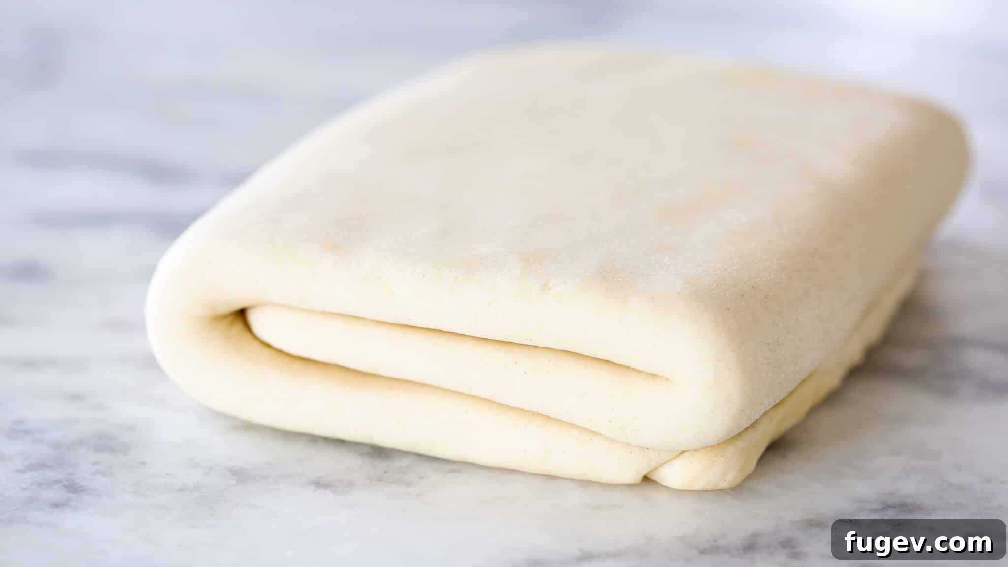 Butter-Wrapped Puff Pastry 4 Inverse Puff Pastry dough resting on a marble surface