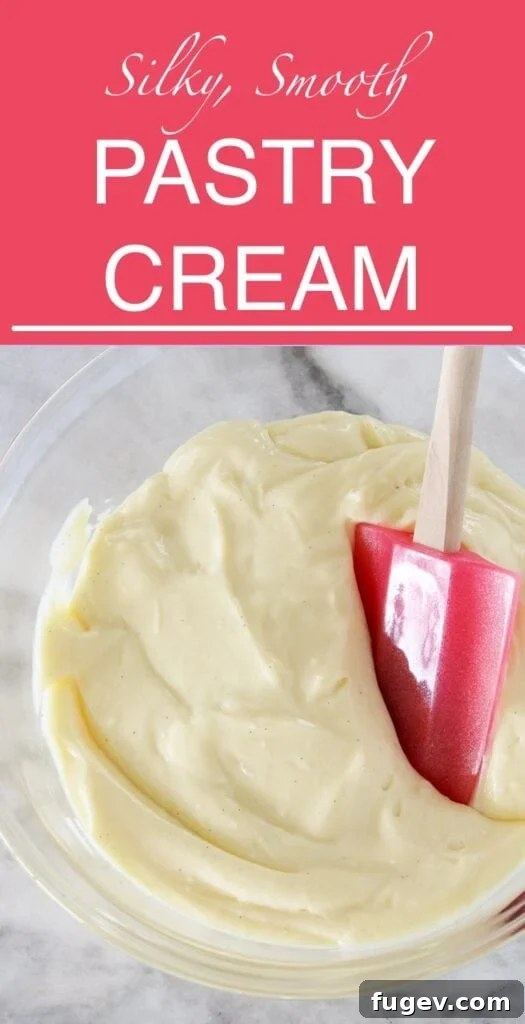 Perfect Homemade Pastry Cream 6 Pastry Cream or Crème Pâtissière is one of the most versatile recipes in pastry! This silky, delicious vanilla bean pastry cream will take all your desserts to the next level! I’ll teach you all the tricks to keep it lump free every time!
