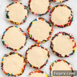 Close-up of Rainbow Sprinkle Shortbreads on a cooling rack