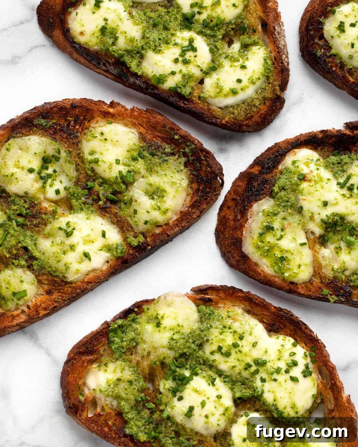 Ramp Duo Garlic Bread 2 Detail image of cheesy garlic bread.
