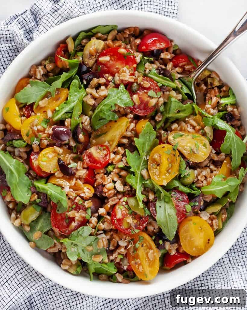 Zesty Farro Puttanesca with Sun-Ripened Tomatoes 5 Freshly cooked farro tossed with puttanesca ingredients