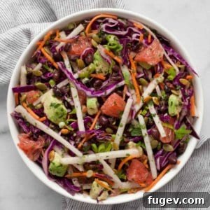 A bowl of the colorful and refreshing jicama salad.