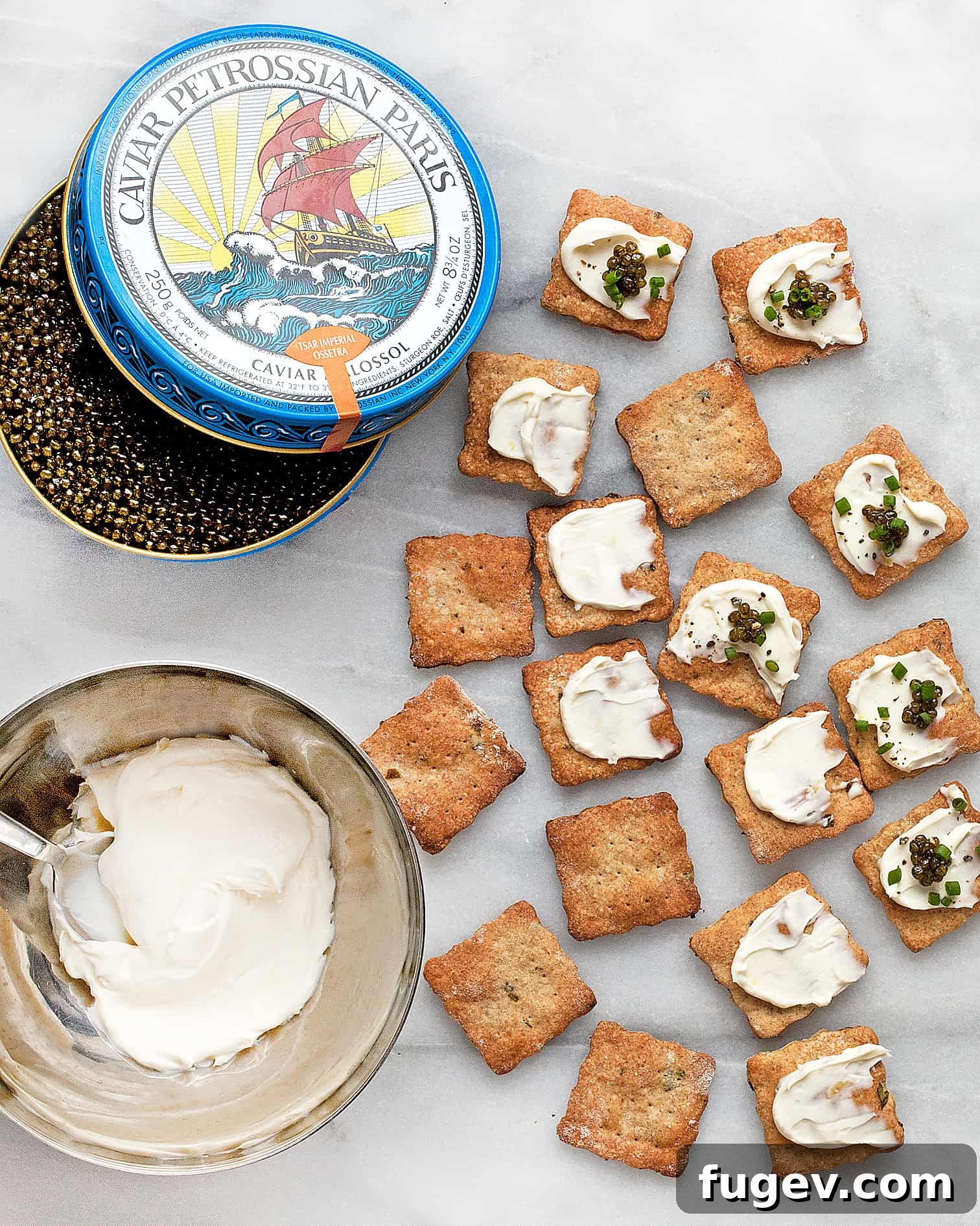 Artisan Herb Crackers Paired with Caviar and Mascarpone 3 Homemade Herb Crackers with Caviar and Mascarpone - Second Image