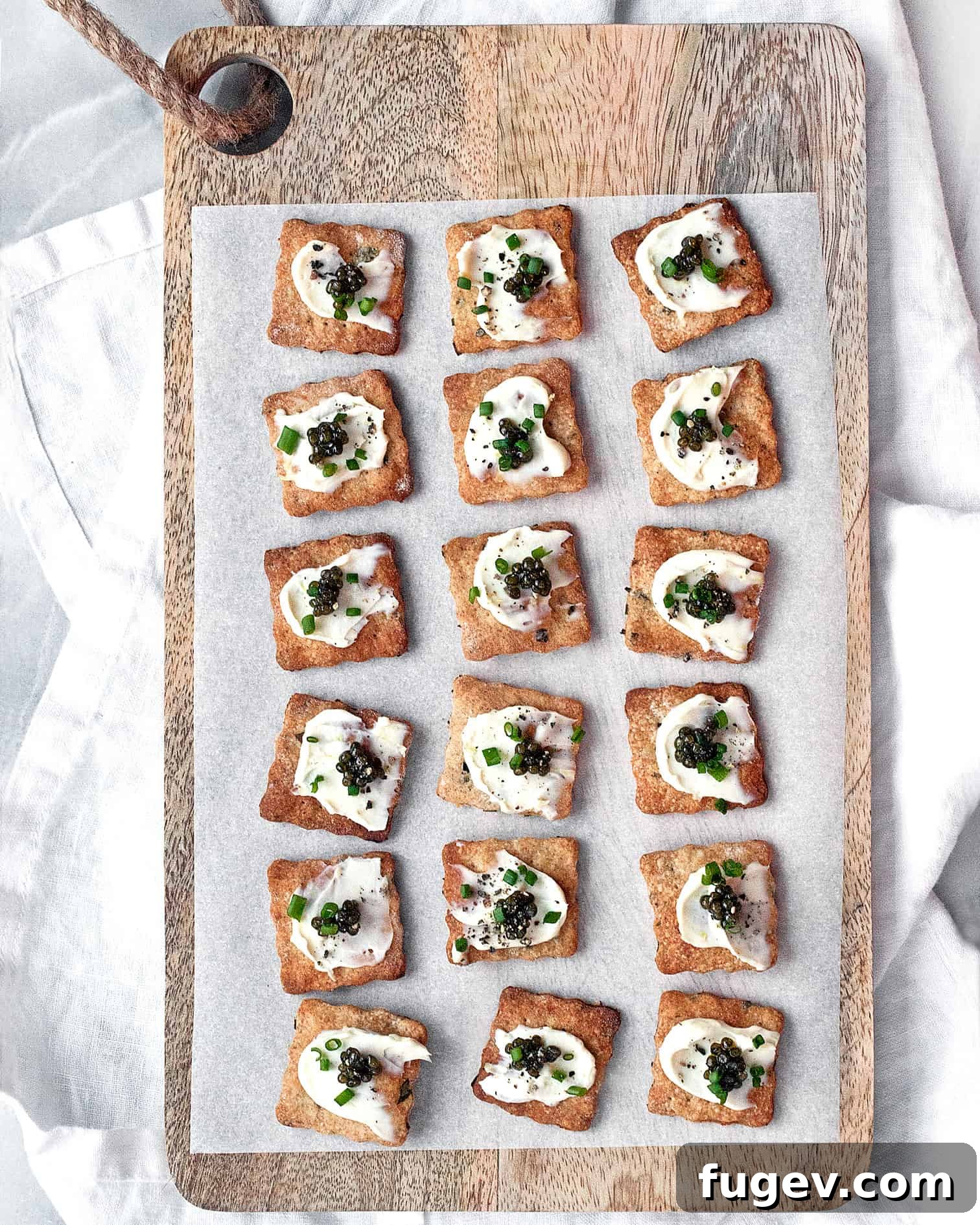 Artisan Herb Crackers Paired with Caviar and Mascarpone 4 Homemade Herb Crackers with Caviar and Mascarpone - Third Image