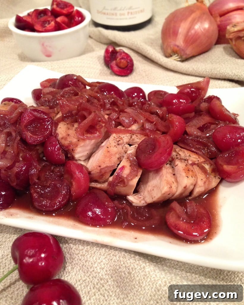 Cherry Wine Braised Chicken 2 Succulent chicken in rich cherry wine sauce, served with pasta and greens