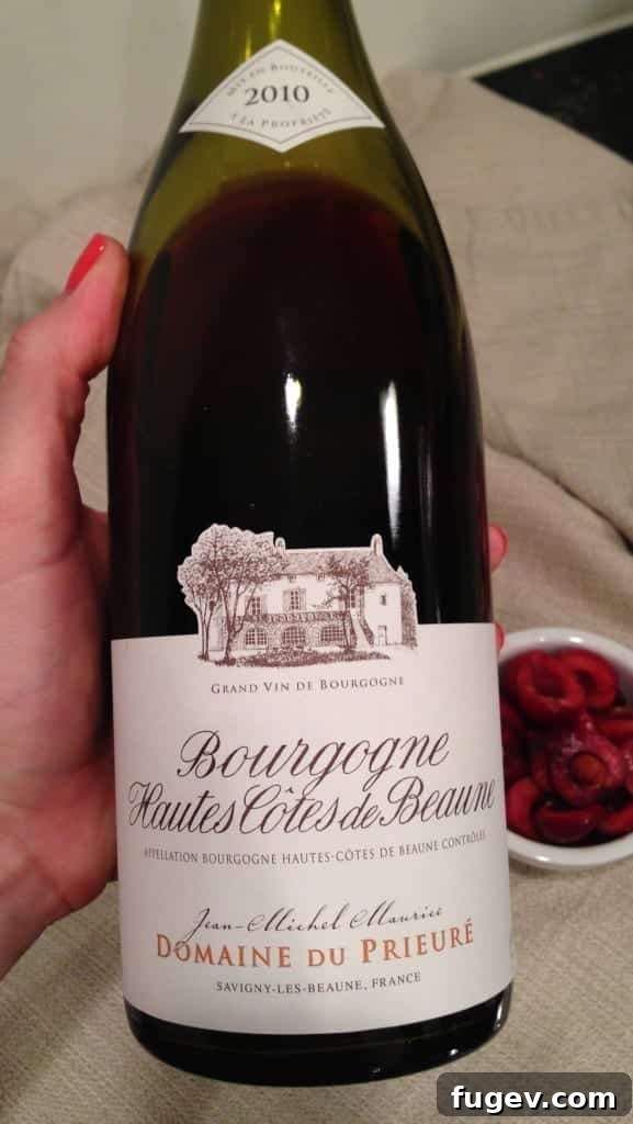 Cherry Wine Braised Chicken 5 A bottle of Pinot Noir, the inspiration behind the cherry wine sauce recipe