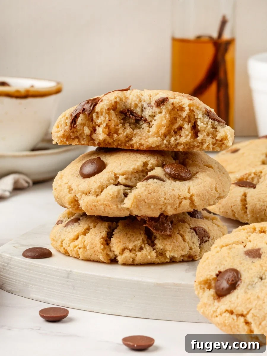 Take a bite from these almond flour chocolate chip cookies and head straight to serving.