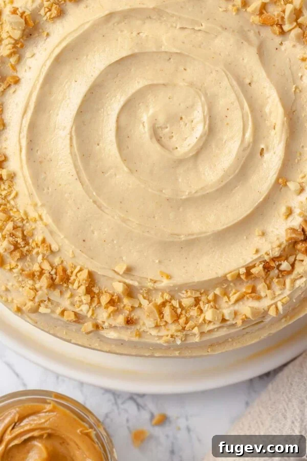 Fudgy Peanut Butter Brownies Recipe 16 Peanut butter buttercream cake topped with chopped roasted peanuts for crunch.