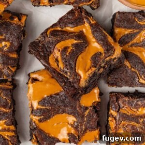 A second featured option stacks the peanut butter brownies to show both swirl and soft interior.