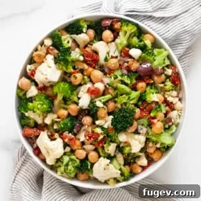 Broccoli cauliflower salad in a bowl.