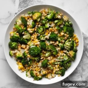 Grilled corn broccoli salad in a bowl.
