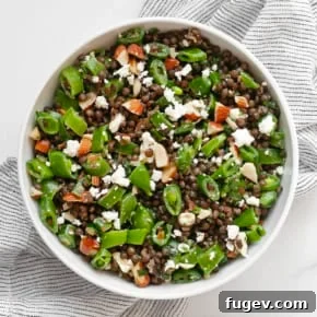 Snap pea salad in a bowl.