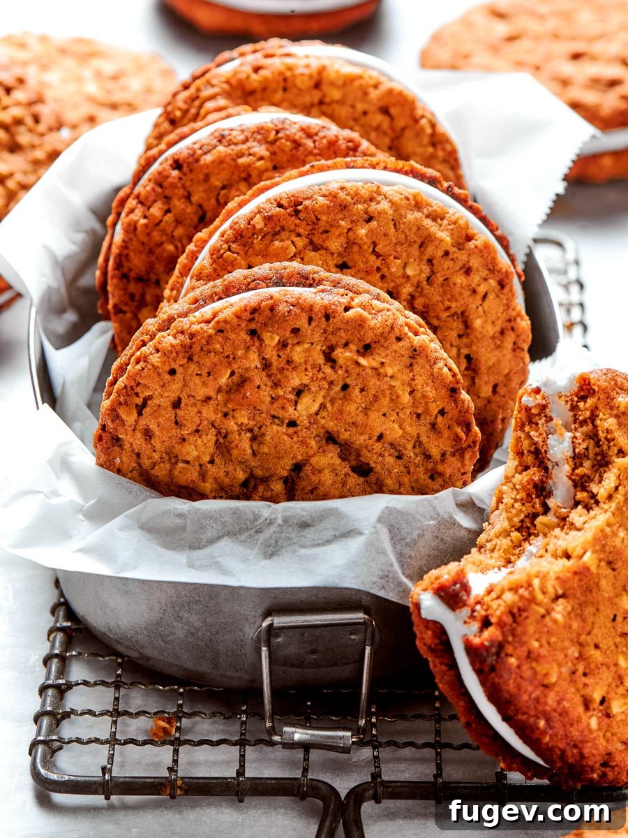 Served in a rustic tin, these oatmeal cream pies look as nostalgic as they taste.