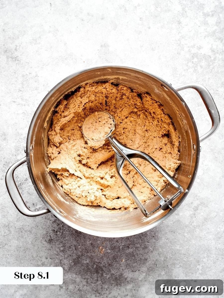 The dense, sticky dough is exactly right for scooping these thin, chewy oatmeal cream pie cookies.