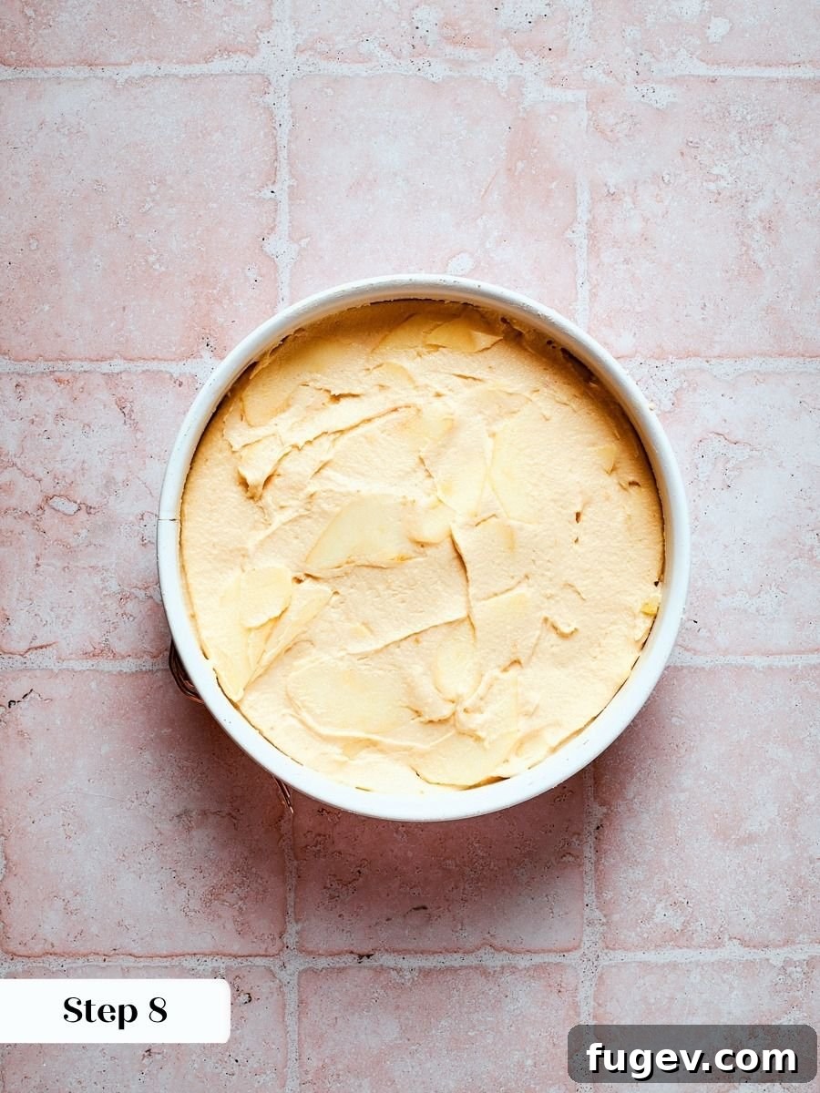 Classic French Apple Cake Recipe 8 Spreading batter into the pan is the last hands-on step before french apple cake bakes.