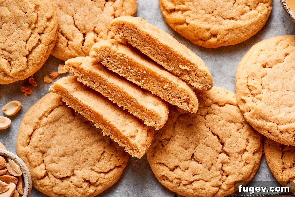 Wall-to-wall crumb makes it obvious how soft these chewy peanut butter cookies stay inside.