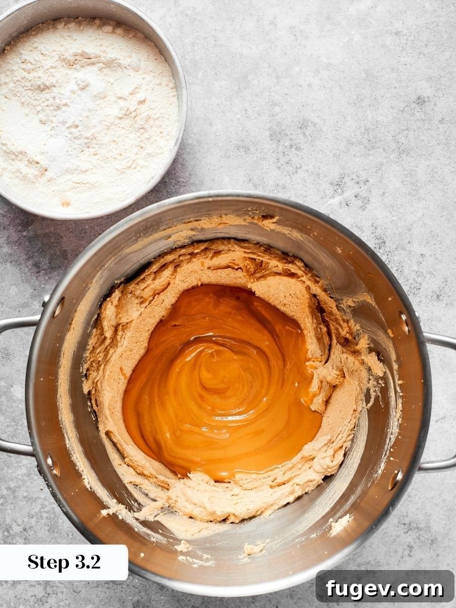 Stabilized Jif goes in here, giving chewy peanut butter cookies their dense texture and nutty depth.