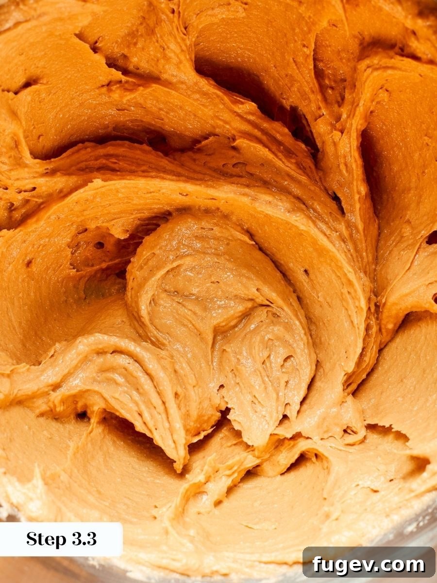 Mixing to this uniform sheen means the chewy peanut butter cookies bake evenly instead of streaky.